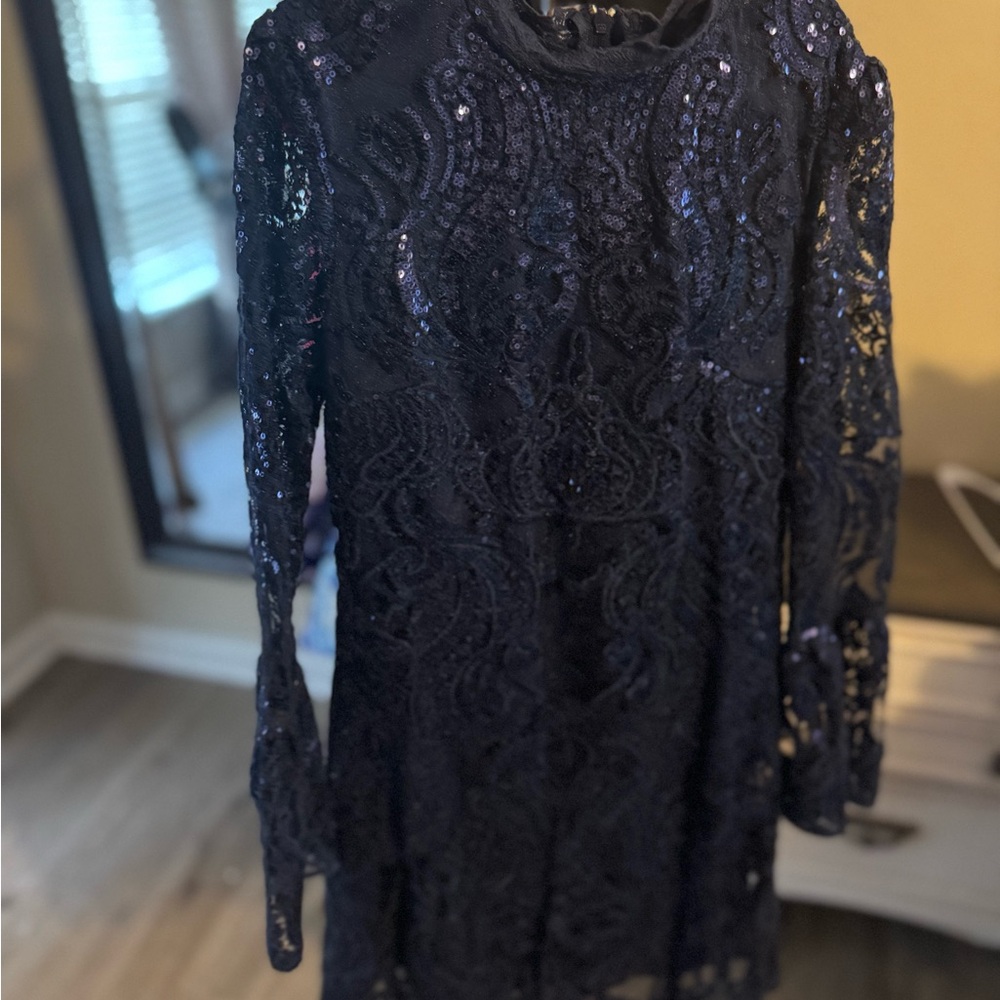 Elegant Navy Lace Dress